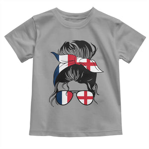 Proud France England Flag Messy Bun Bandana Sunglasses Graphic Toddler T Shirt French Anglo English Heritage Roots Woman TS02 Sport Gray Print Your Wear