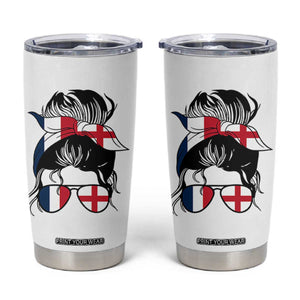 Proud France England Flag Messy Bun Bandana Sunglasses Graphic Tumbler Cup French Anglo English Heritage Roots Woman TS02 White Print Your Wear