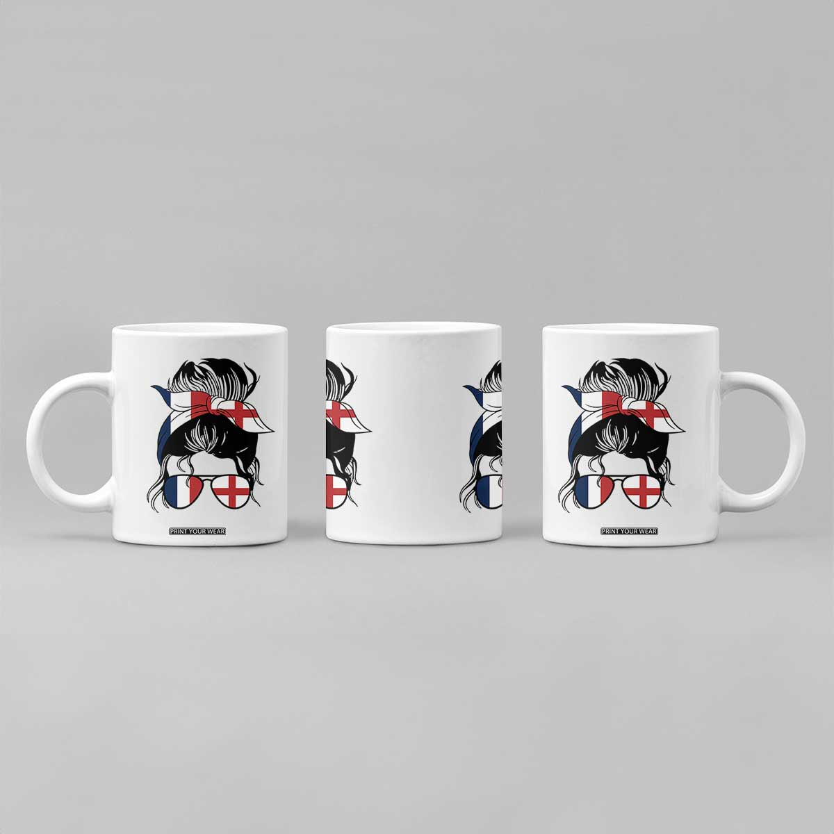 Proud France England Flag Messy Bun Bandana Sunglasses Graphic Coffee Mug French Anglo English Heritage Roots Woman TS02 Print Your Wear