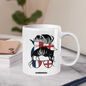 Proud France England Flag Messy Bun Bandana Sunglasses Graphic Coffee Mug French Anglo English Heritage Roots Woman TS02 Print Your Wear