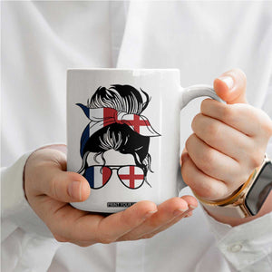 Proud France England Flag Messy Bun Bandana Sunglasses Graphic Coffee Mug French Anglo English Heritage Roots Woman TS02 Print Your Wear