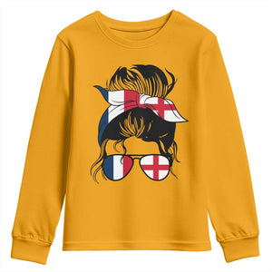 Proud France England Flag Messy Bun Bandana Sunglasses Graphic Youth Sweatshirt French Anglo English Heritage Roots Woman TS02 Gold Print Your Wear