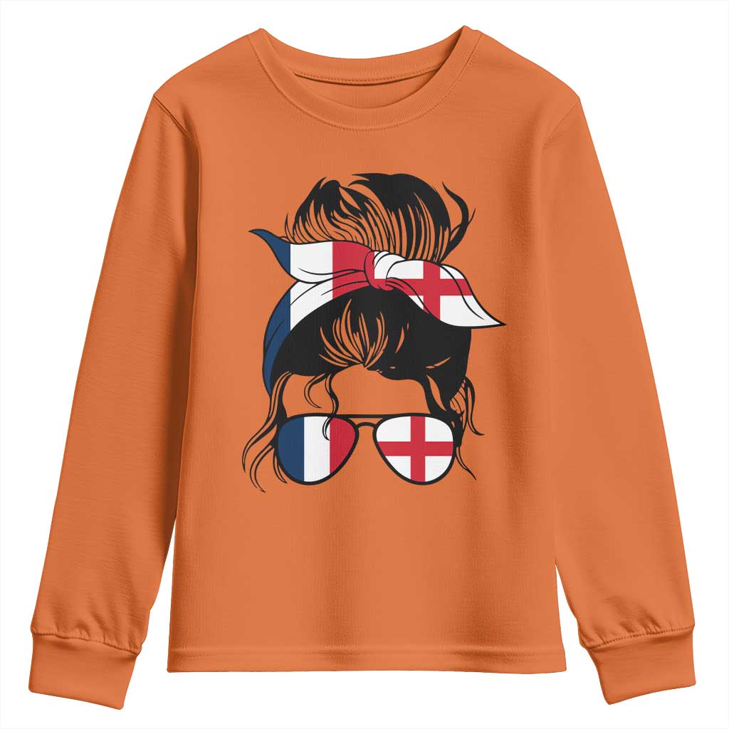 Proud France England Flag Messy Bun Bandana Sunglasses Graphic Youth Sweatshirt French Anglo English Heritage Roots Woman TS02 Orange Print Your Wear
