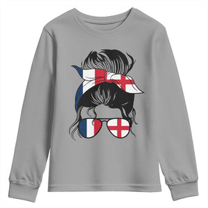 Proud France England Flag Messy Bun Bandana Sunglasses Graphic Youth Sweatshirt French Anglo English Heritage Roots Woman TS02 Sport Gray Print Your Wear