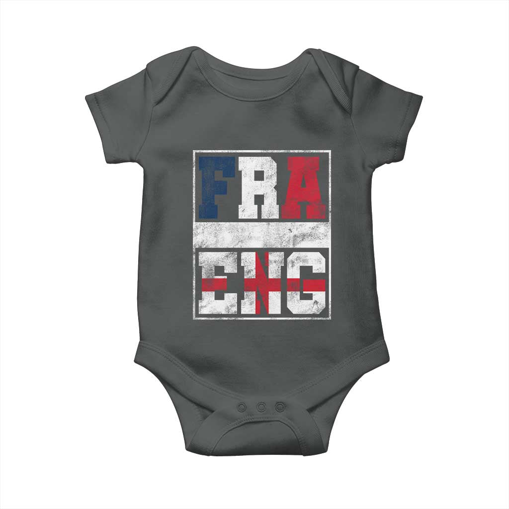 FRA ENG France England Flag Graphic Baby Onesie French English Country Pride TS02 Dark Heather Print Your Wear