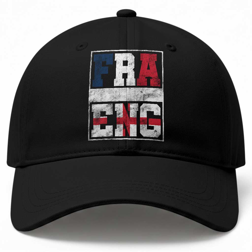 FRA ENG France England Flag Graphic Baseball Cap French English Country Pride TS02 Print Your Wear