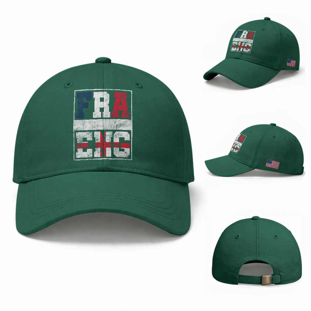 FRA ENG France England Flag Graphic Baseball Cap French English Country Pride TS02 Baseball Cap Universal Fit Irish Green Print Your Wear