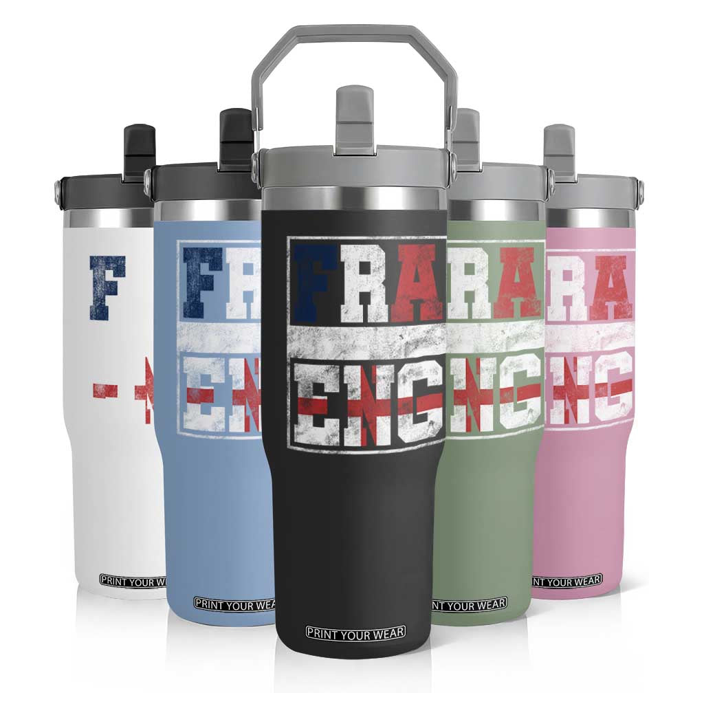 FRA ENG France England Flag Graphic Flip Straw Tumbler French English Country Pride TS02 Print Your Wear