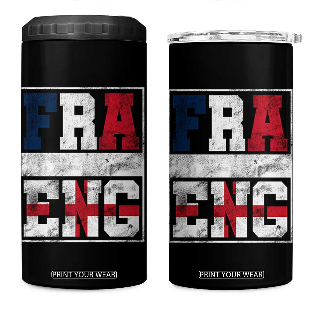 FRA ENG France England Flag Graphic 4 in 1 Can Cooler Tumbler French English Country Pride TS02 One Size: 16 oz Black Print Your Wear