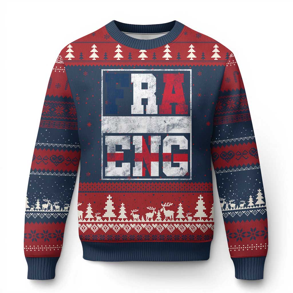 FRA ENG France England Flag Graphic Ugly Christmas Sweater French English Country Pride TS02 Navy Red Print Your Wear