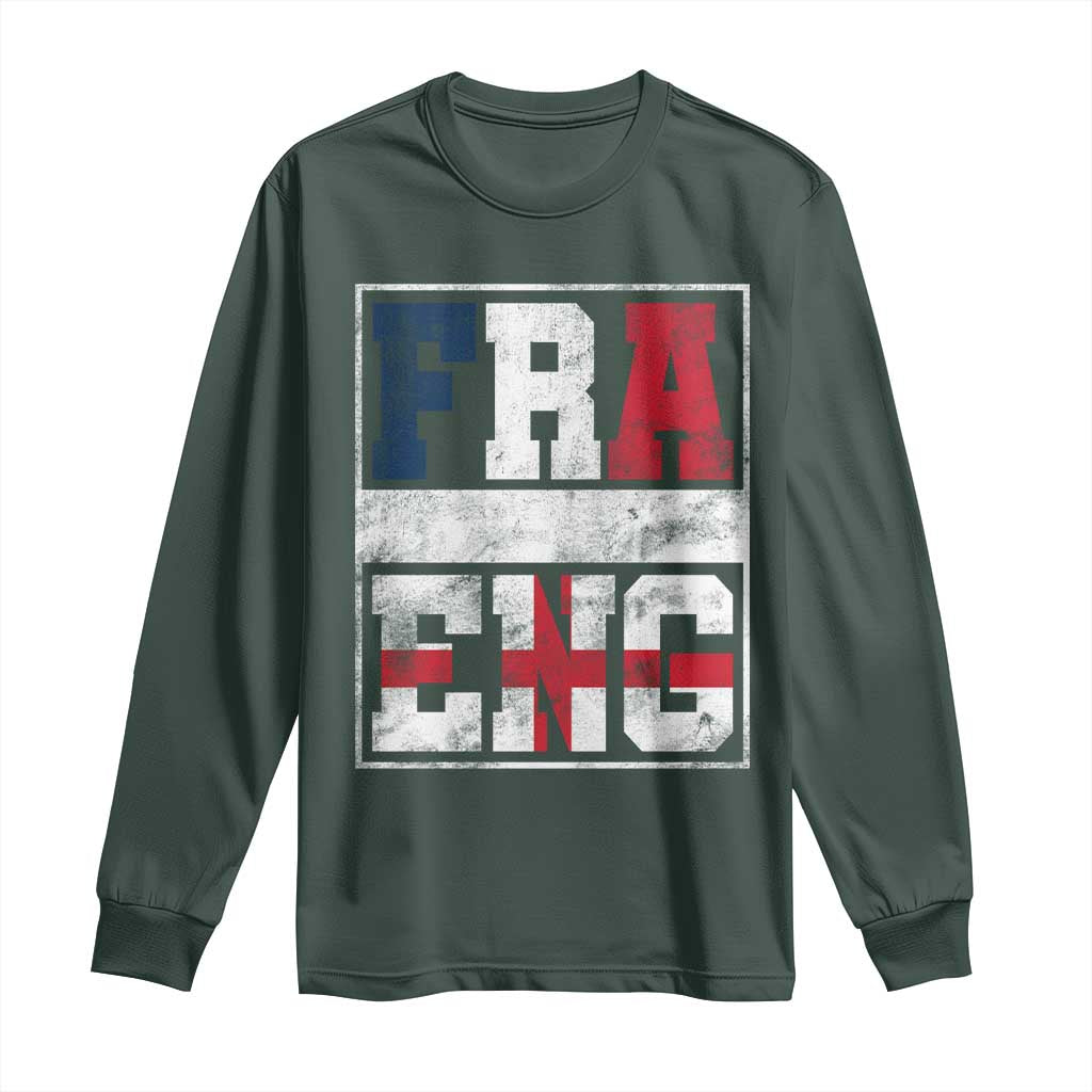 FRA ENG France England Flag Graphic Long Sleeve Shirt French English Country Pride