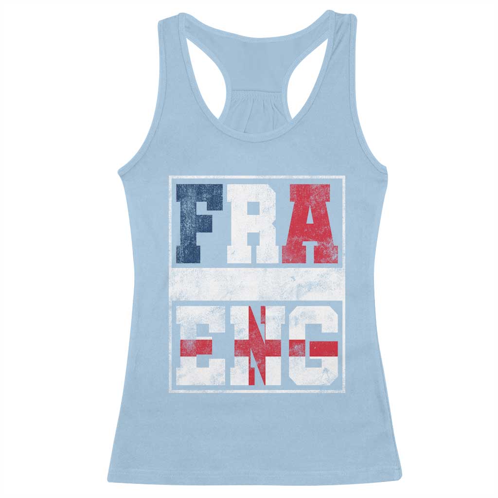 FRA ENG France England Flag Graphic Racerback Tank Top French English Country Pride TS02 Light Blue Print Your Wear