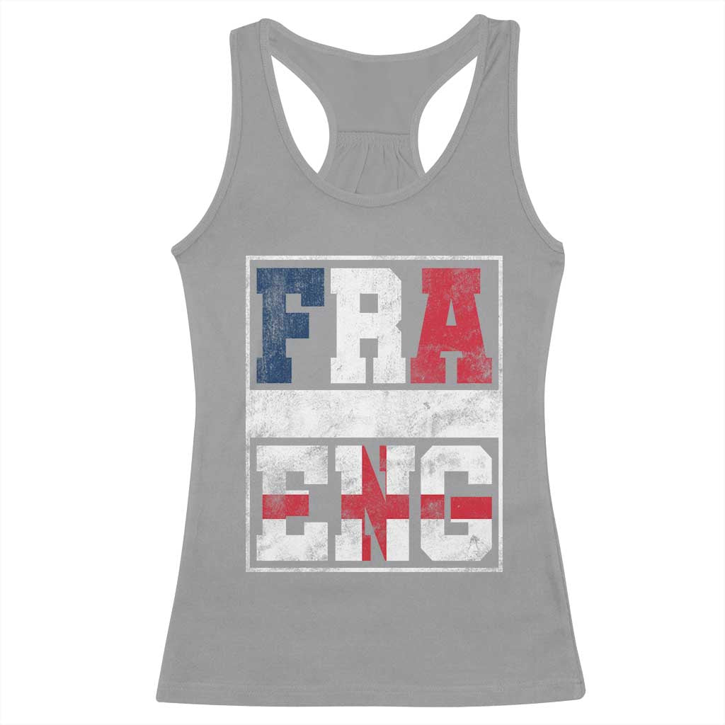 FRA ENG France England Flag Graphic Racerback Tank Top French English Country Pride TS02 Sport Gray Print Your Wear