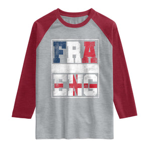 FRA ENG France England Flag Graphic Raglan Shirt French English Country Pride TS02 Heather Gray Heather Red Print Your Wear