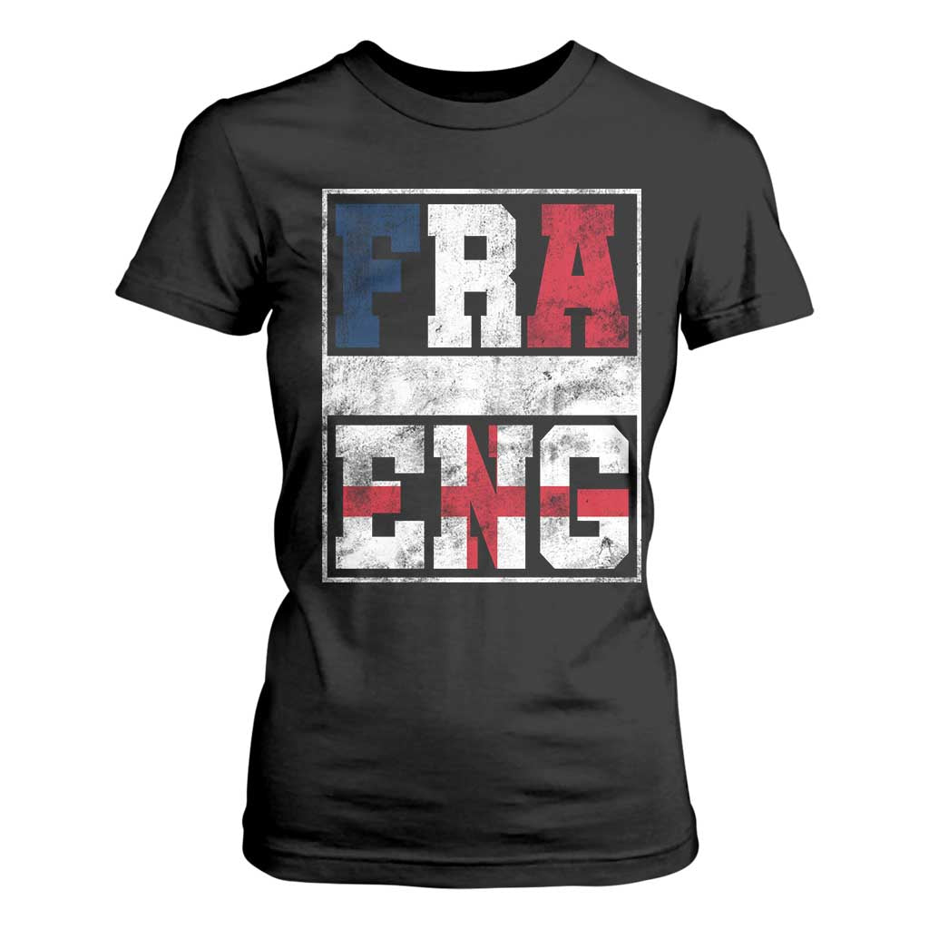 FRA ENG France England Flag Graphic T Shirt For Women French English Country Pride