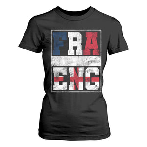 FRA ENG France England Flag Graphic T Shirt For Women French English Country Pride