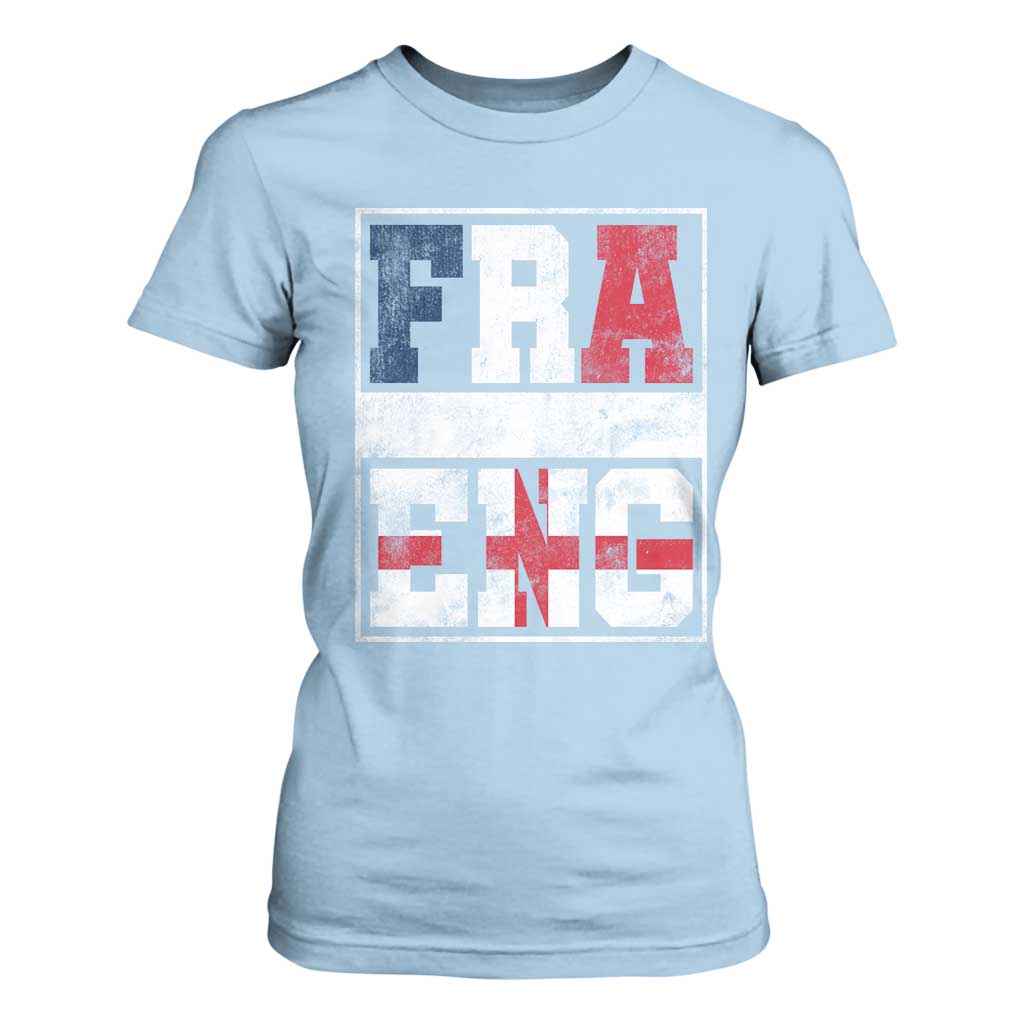 FRA ENG France England Flag Graphic T Shirt For Women French English Country Pride