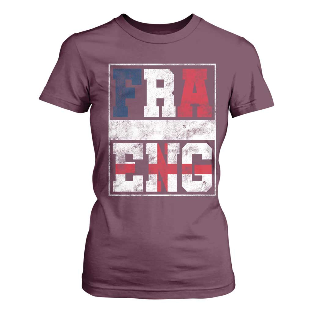 FRA ENG France England Flag Graphic T Shirt For Women French English Country Pride