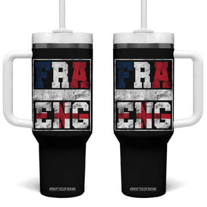 FRA ENG France England Flag Graphic Tumbler With Handle French English Country Pride TS02 One Size: 40 oz Black Print Your Wear