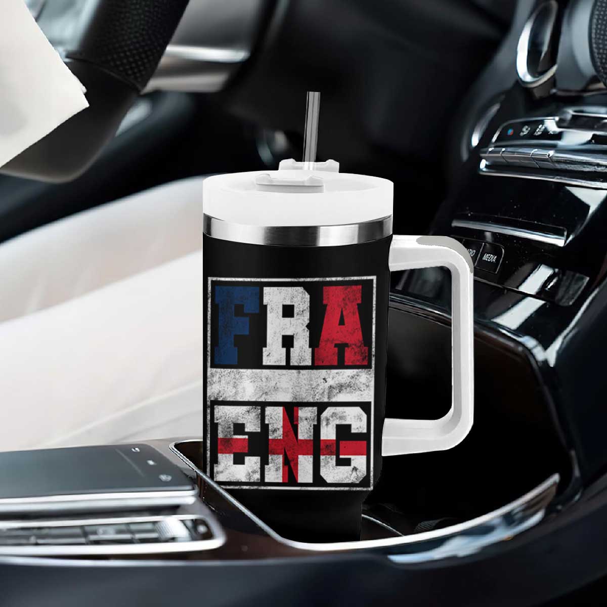 FRA ENG France England Flag Graphic Tumbler With Handle French English Country Pride TS02 Print Your Wear