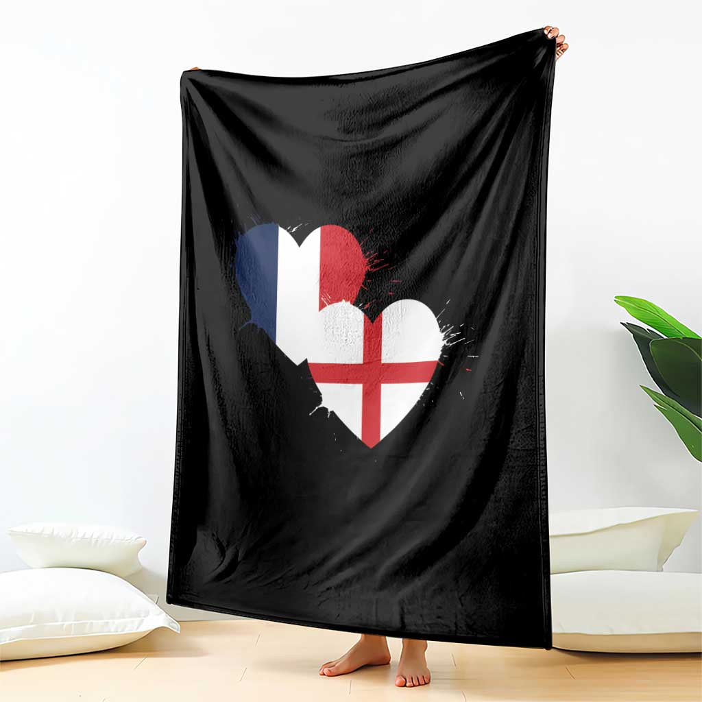 France England Flag Hearts Splatter Graphic Throw Blanket Anglo English French Heritage Love Unity TS02 Print Your Wear