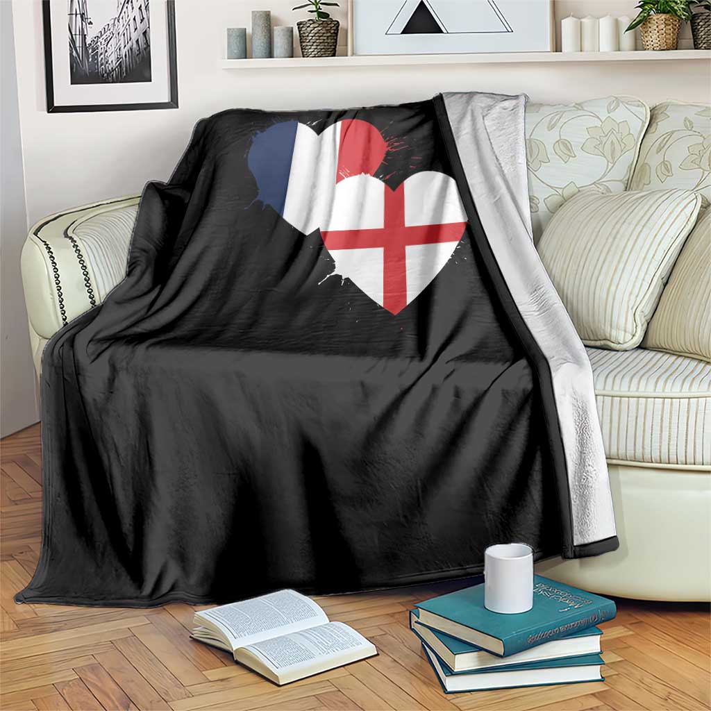 France England Flag Hearts Splatter Graphic Throw Blanket Anglo English French Heritage Love Unity TS02 Print Your Wear