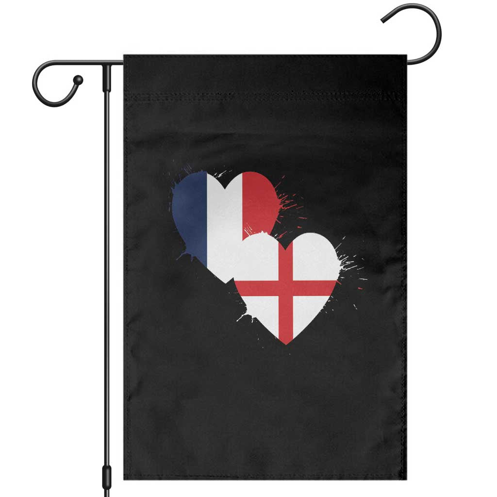 France England Flag Hearts Splatter Graphic Garden Flag Anglo English French Heritage Love Unity TS02 Black Print Your Wear
