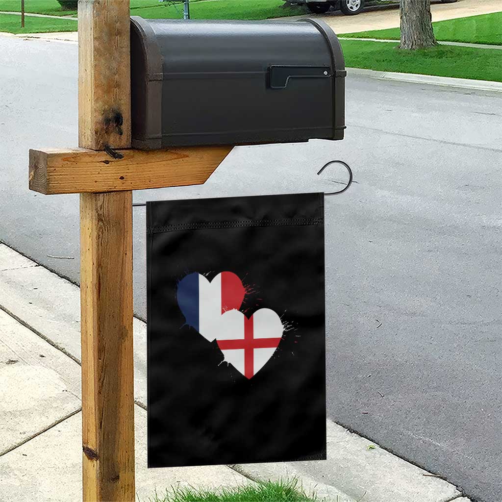 France England Flag Hearts Splatter Graphic Garden Flag Anglo English French Heritage Love Unity TS02 Print Your Wear