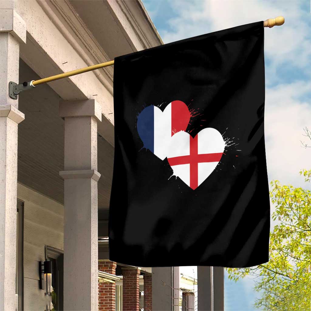 France England Flag Hearts Splatter Graphic Garden Flag Anglo English French Heritage Love Unity TS02 Print Your Wear