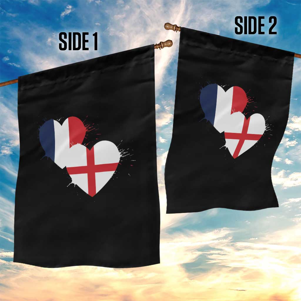 France England Flag Hearts Splatter Graphic Garden Flag Anglo English French Heritage Love Unity TS02 Print Your Wear