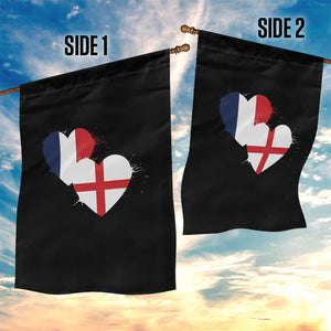 France England Flag Hearts Splatter Graphic Garden Flag Anglo English French Heritage Love Unity TS02 Print Your Wear
