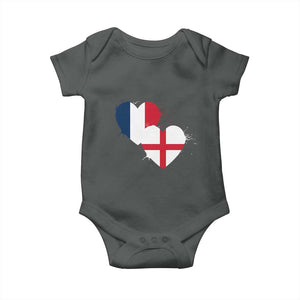 France England Flag Hearts Splatter Graphic Baby Onesie Anglo English French Heritage Love Unity TS02 Dark Heather Print Your Wear
