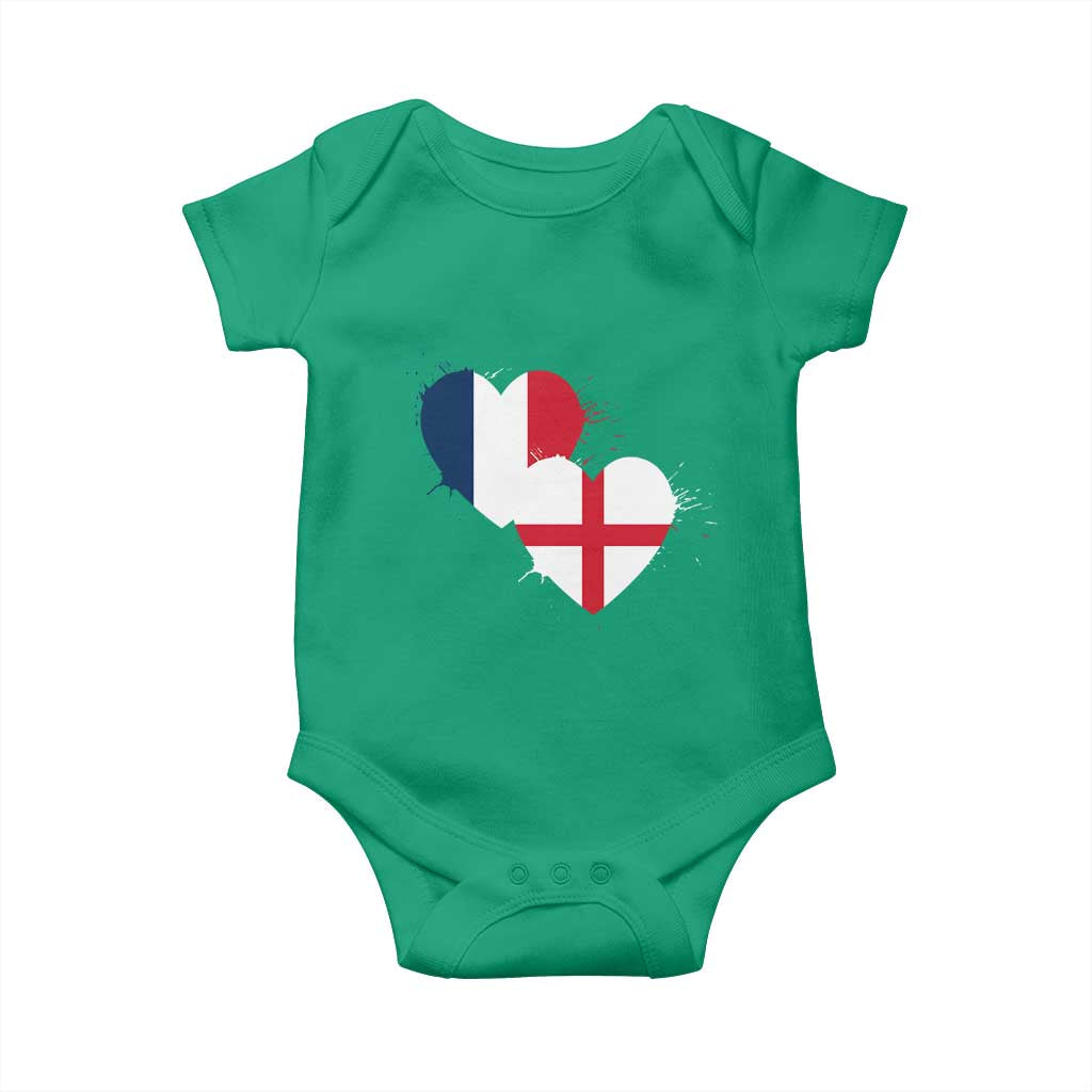 France England Flag Hearts Splatter Graphic Baby Onesie Anglo English French Heritage Love Unity TS02 Irish Green Print Your Wear