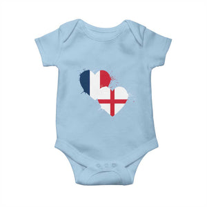 France England Flag Hearts Splatter Graphic Baby Onesie Anglo English French Heritage Love Unity TS02 Light Blue Print Your Wear