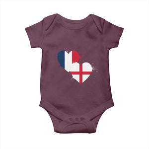 France England Flag Hearts Splatter Graphic Baby Onesie Anglo English French Heritage Love Unity TS02 Maroon Print Your Wear