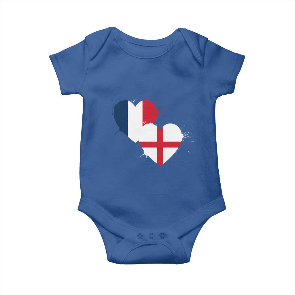 France England Flag Hearts Splatter Graphic Baby Onesie Anglo English French Heritage Love Unity TS02 Royal Blue Print Your Wear