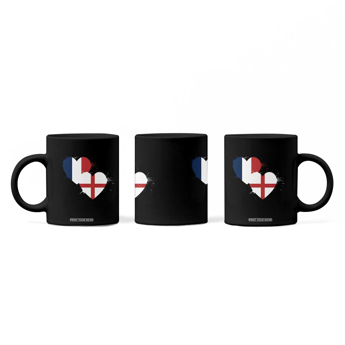 France England Flag Hearts Splatter Graphic Coffee Mug Anglo English French Heritage Love Unity TS02 Print Your Wear
