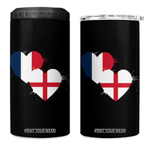 France England Flag Hearts Splatter Graphic 4 in 1 Can Cooler Tumbler Anglo English French Heritage Love Unity TS02 One Size: 16 oz Black Print Your Wear