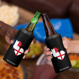 France England Flag Hearts Splatter Graphic 4 in 1 Can Cooler Tumbler Anglo English French Heritage Love Unity TS02 Print Your Wear