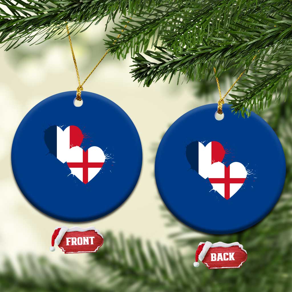 France England Flag Hearts Splatter Graphic Ceramic Ornament Anglo English French Heritage Love Unity TS02 1pc Blue Print Your Wear