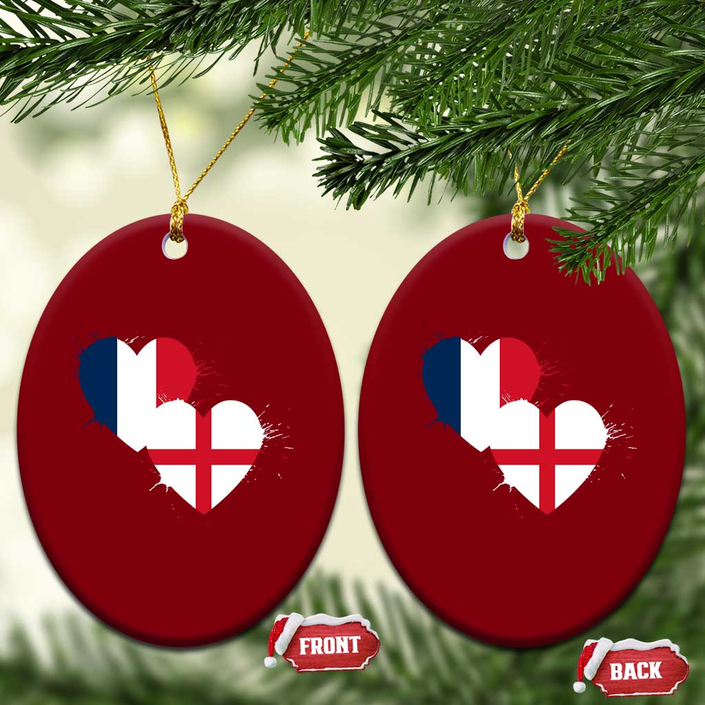 France England Flag Hearts Splatter Graphic Ceramic Ornament Anglo English French Heritage Love Unity TS02 Print Your Wear