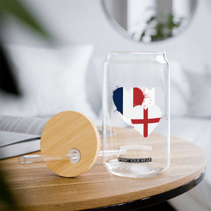 France England Flag Hearts Splatter Graphic Glass Can Anglo English French Heritage Love Unity TS02 Print Your Wear