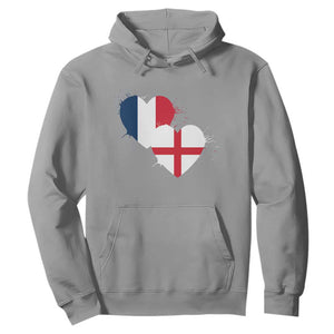 France England Flag Hearts Splatter Graphic Hoodie Anglo English French Heritage Love Unity