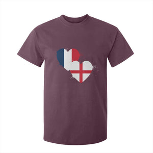 France England Flag Hearts Splatter Graphic T Shirt For Kid Anglo English French Heritage Love Unity