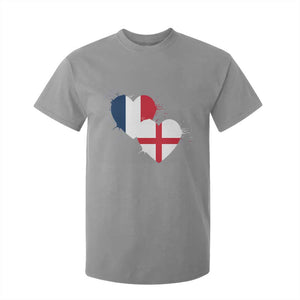France England Flag Hearts Splatter Graphic T Shirt For Kid Anglo English French Heritage Love Unity