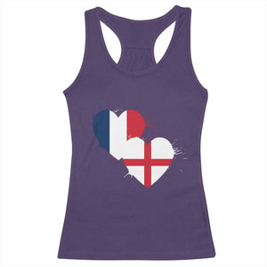 France England Flag Hearts Splatter Graphic Racerback Tank Top Anglo English French Heritage Love Unity TS02 Purple Print Your Wear