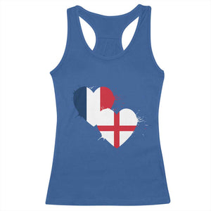 France England Flag Hearts Splatter Graphic Racerback Tank Top Anglo English French Heritage Love Unity TS02 Royal Blue Print Your Wear