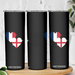France England Flag Hearts Splatter Graphic Skinny Tumbler Anglo English French Heritage Love Unity TS02 Print Your Wear