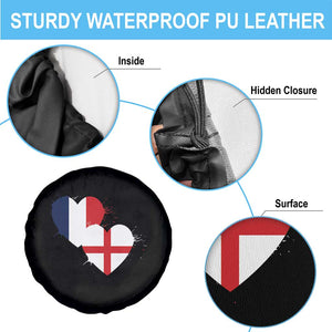 France England Flag Hearts Splatter Graphic Spare Tire Cover Anglo English French Heritage Love Unity TS02 Print Your Wear