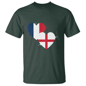 France England Flag Hearts Splatter Graphic T Shirt Anglo English French Heritage Love Unity